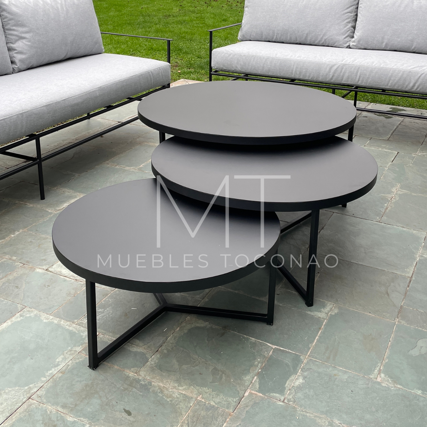 Mesa de centro redonda patas gallo