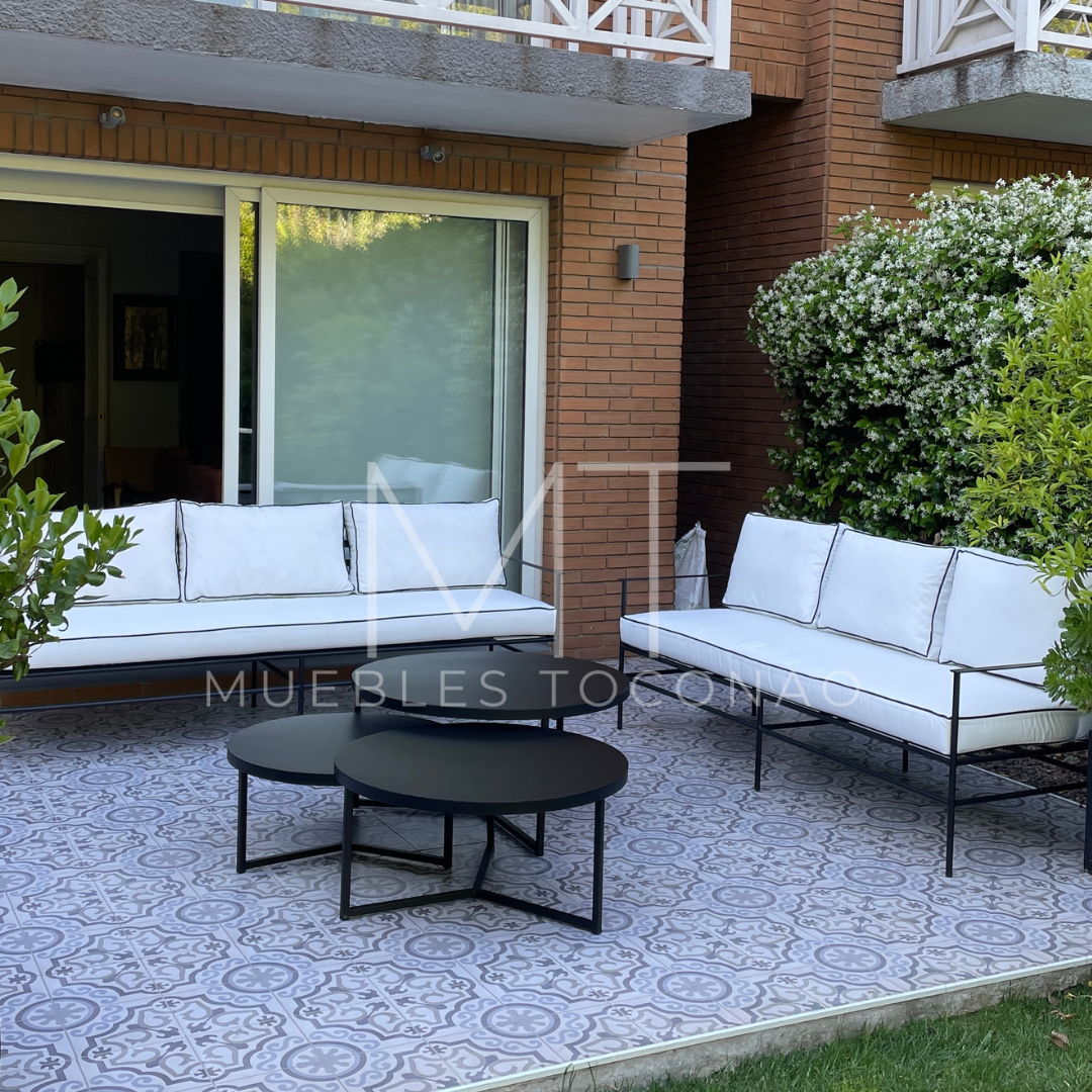 Mesa de centro redonda patas gallo