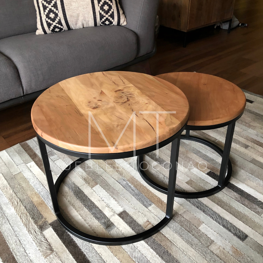 Mesa de Centro Redonda cubierta madera