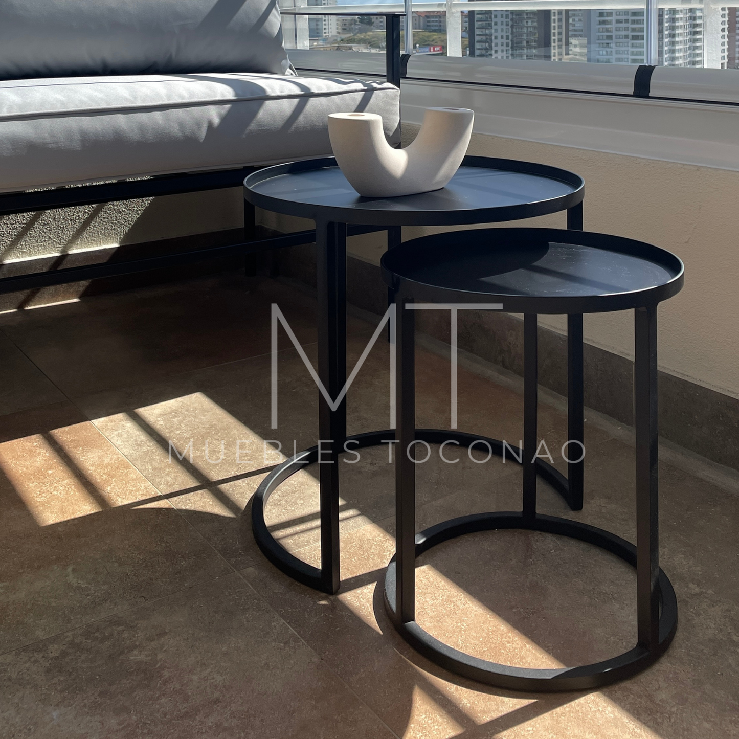 Mesa de centro redonda bandeja