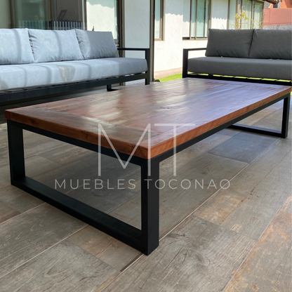 Mesa de Centro/Lateral cubierta madera.