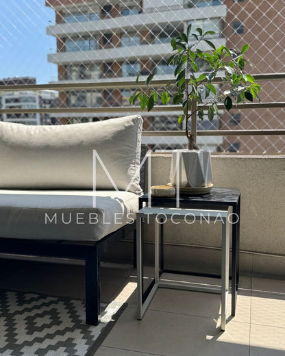 Mesa centro/lateral cubierta latón - patas cubo